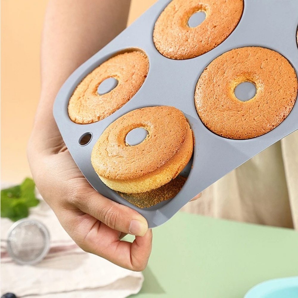 Donut Mold Silicone - 6홀 베이킹 몰드 식품 등급 실리콘